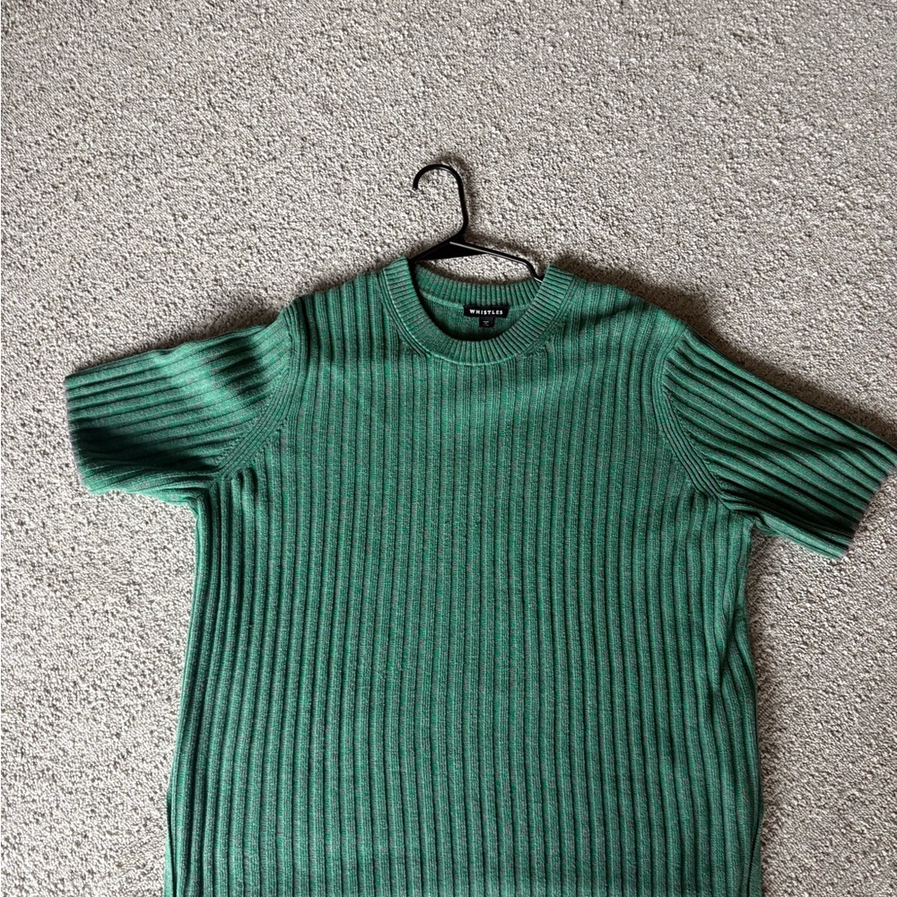 Whistles Green Ribbed top with side slits